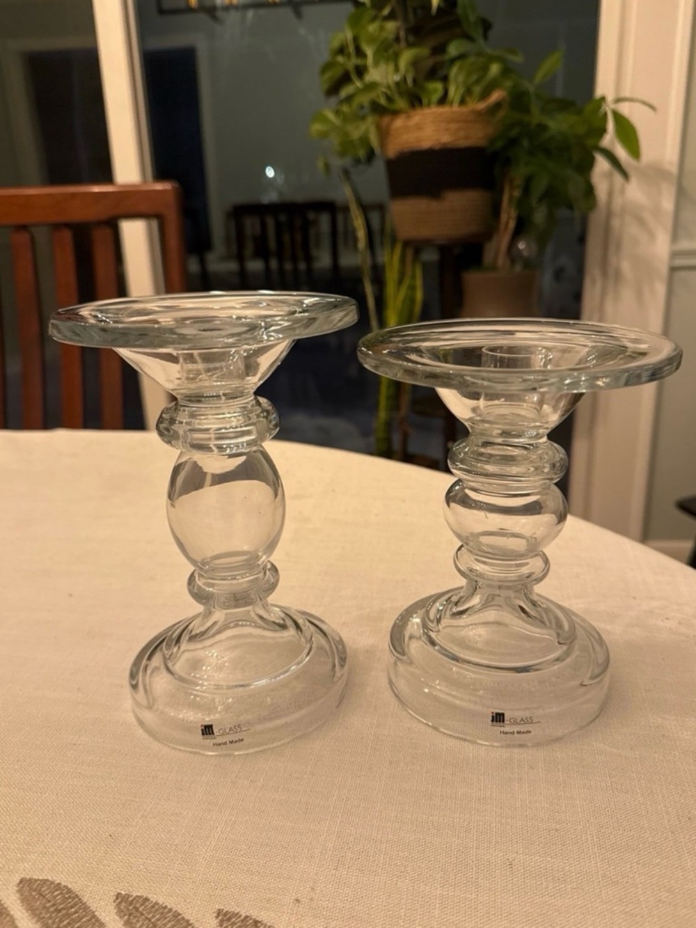 JM Handmade Glass Made in Portugal Candle Holder set